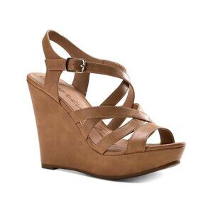 American Rag Arielle platform strappy slingback wedge faux leather Sz 7M